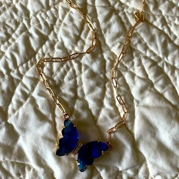 🦋 NEW Butterfly necklace Dark Royal blue purple - Picture 6 of 8